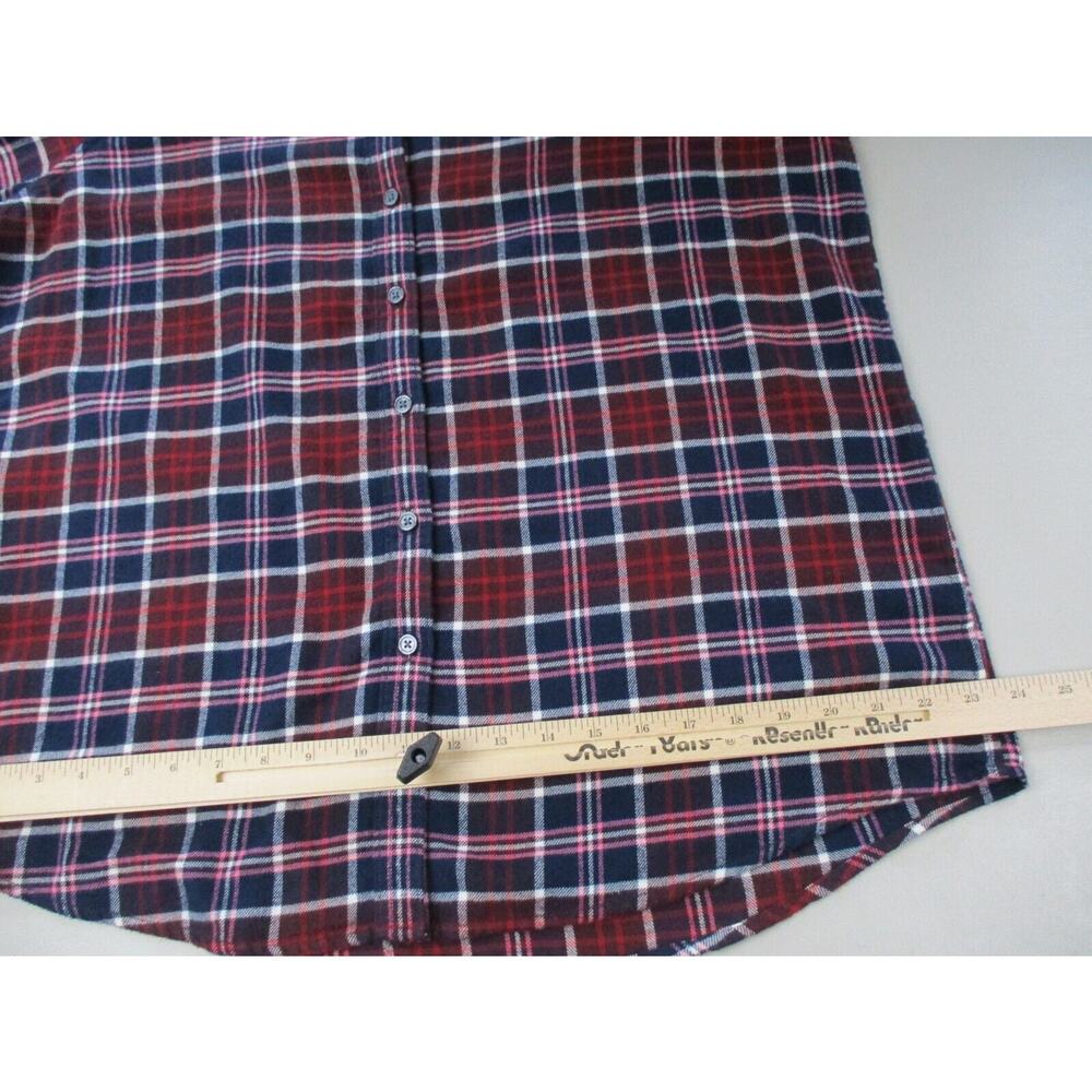 LL Bean Womens Scotch Plaid Flannel Shirt Size 16 Red Relaxed Fit Top 488594 - Picture 8 of 15